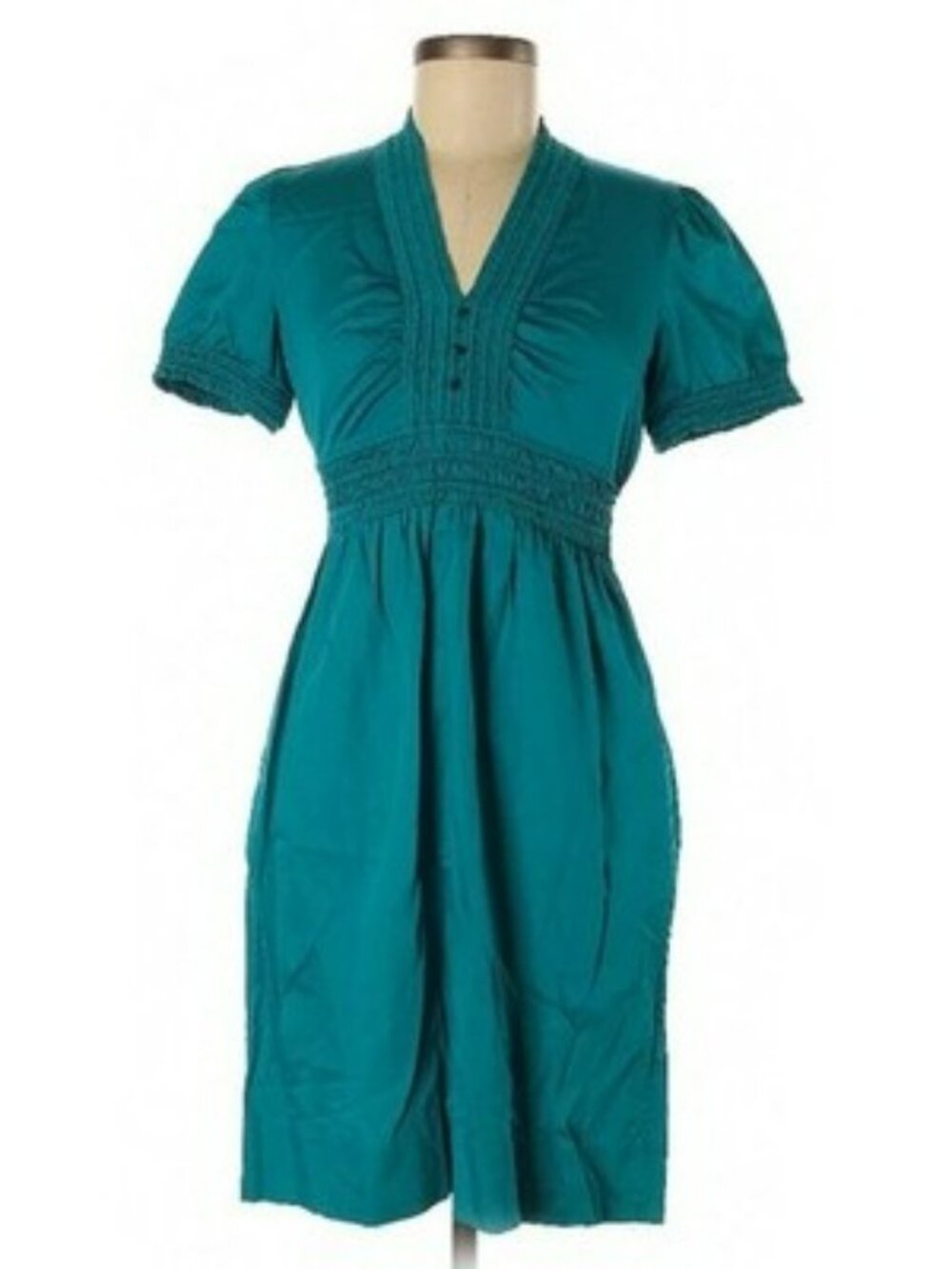 Diane Von Furstenberg Teal Empire Waist Cotton Dress For Neiman Marcus Size 8